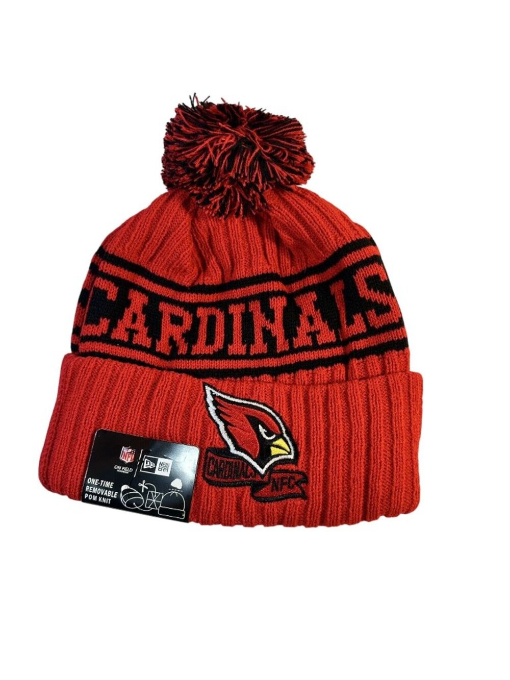 Arizona Cardinals New Era Winter Knit Hat Beanie Fleece Lined One Size NWT.